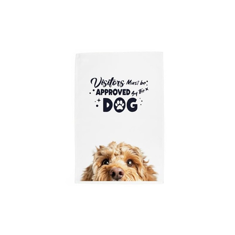 Purely Home Peeping Dog Tea Towel - Visitors Must Be