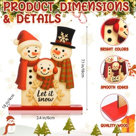Chunful Christmas Snowman Family Tabletop Decoration Wooden Sign Cute Holiday Table Centerpieces Vintage Snowman Tiered Tray Decor for Winter Xmas Mantel Home Shelf Tiered Tray Kitchen Decor