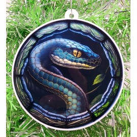 Generic Snake Ornament - Stain Glass Style Themed Snake Christmas Ornament