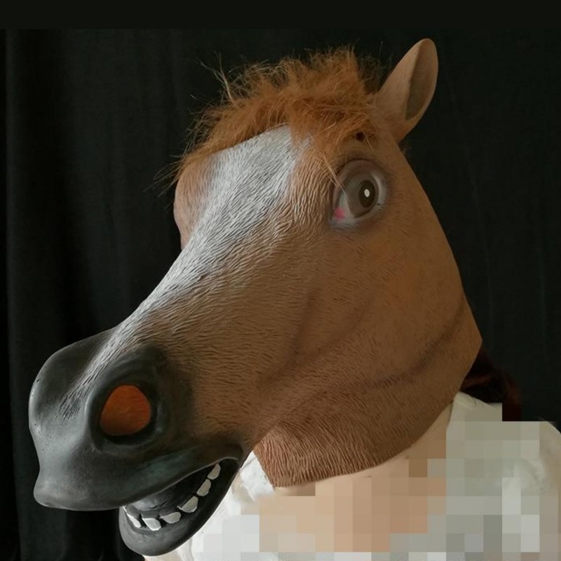 Kuroobaa 馬 マスク お面 うま 被り物 パーティー ハロウィン コスプレ (ブラウン)