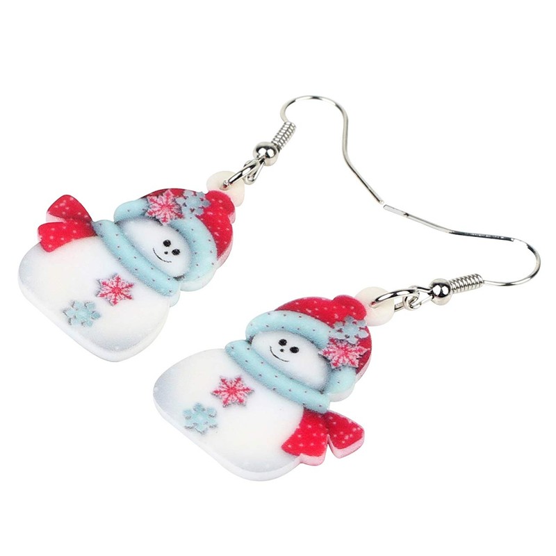 WEVENI - Pendientes de acrílico para Navidad, diseño de muñeco