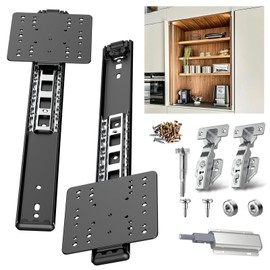 Pocket Door Hardware Slide Kit - Heavy Duty Hidden Sliding & Pivot Hinge System with Magnetic Catches, Soft Close Retractable Cabinet Door Slides for Wardrobe, Kitchen & Recessed Doors（20in,Set 1 ）