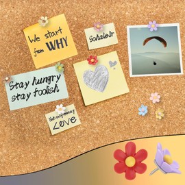 Liangang Cute Push Pins for Bulletin Board,Flower and Heart Shapes Push Pins Decorative,Cute Thumb Tacks for Bulletin Board,Photo Wall,Feature Wall,Map,Office or Home(Colorful) (30pcs Flowers)