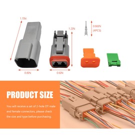 ZNDAW DT 2 Pin Connector Kit, 16 AWG Automotive Waterproof Electrical Plug 2 Way Male Female Socket, DT04-2P DT06-2S Connectors with Crimp Wire Terminals for Car Truck Motorcycle