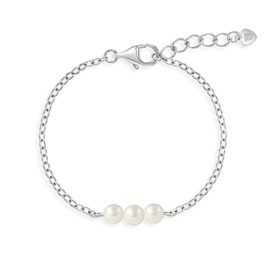 925 Sterling Silver Freshwater Cultured Pearl Adjustable Bracelet For Little Girls 5.5" - Beautiful Freshwater Cultured Pearl Bracelets - Adorable Communion Jewelry Presents For Girls