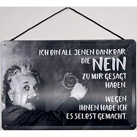 Blechschild With Cord 30 x 20 cm Albert Einstein: Ich Bin All Those Who Said No to Mir Because of You I Made It Yourself. - Blechemma