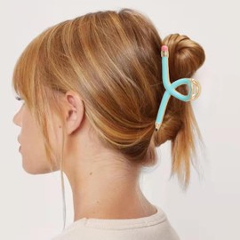 Teacher Hair Clips Teacher Hair Accessories for Women Blue Pencil Hair Clip Metal Pencil Hair Claw Clip for Back to School Cute Strong Hold Jaw Barrettes for First Day of School