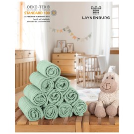 LAYNENBURG Set of 10 Premium Burp Cloths Baby Made of Extra Soft Muslin - 100% Cotton - 30 x 50 cm - Oeko Tex 100 - Muslin Cloths as Muslin Nappies or Cloth Nappies (Mint Green)