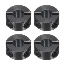sourcing map 4Pcs Double Split Shaft Collar, 1/4" Bore One Piece Clamping Collar 11/16" OD 5/16" Thickness Black Oxide Lock Collar Clamp with Set Screws (1045 Steel)