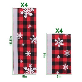 LimBridge Christmas Refrigerator Door Handle Cover, Buffalo Plaid Black and Red with Snowfalkes, for Kitchen Fridge, Microwave, Dishwasher Handle Decorations, Two Sizes, 8p