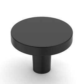 Amerdeco 10 Pack Matte Black Cabinet Knobs Single Hole Cabinet Pulls 1 Inch (30MM) Diameter Round Drawer Knobs and Pulls for Bathroom Cabinets K0021