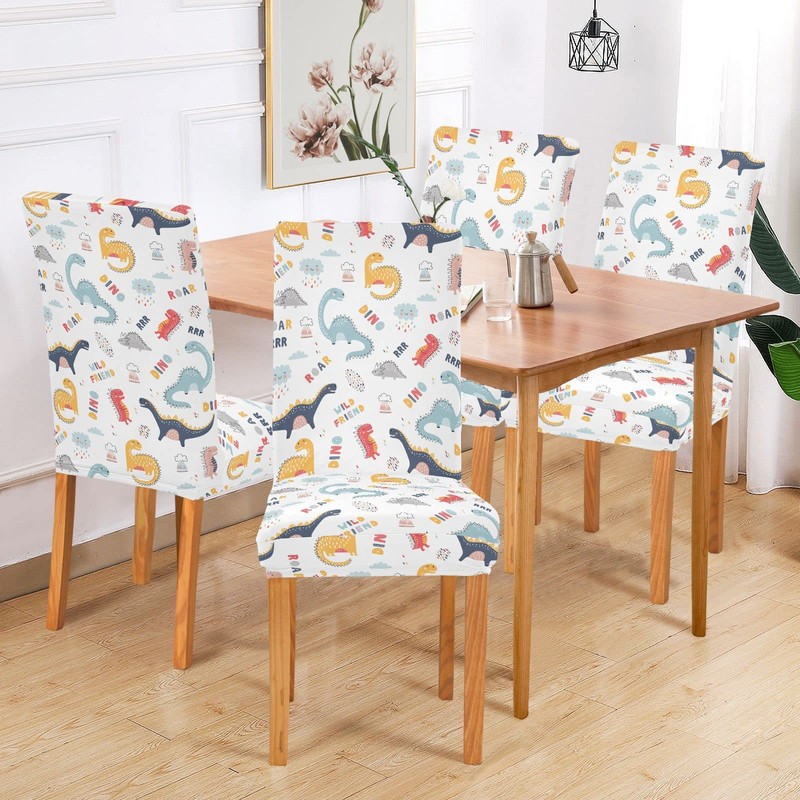 Kigai Cute Funny Kids Dinosaurs Chair Covers Set of 2,