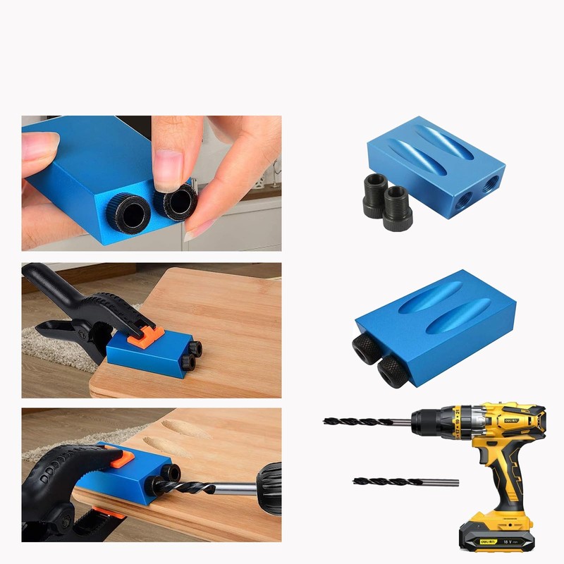 Pocket Hole Jig 14Pcs Kit - Woodwork Guides Joint Angle