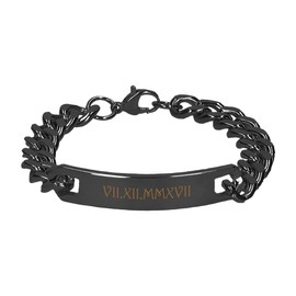 aplusashop Solid ID Stainless Steel Bracelet with Engraving as Desired with Box in 4 Colours No. 4, Stainless Steel, without stone