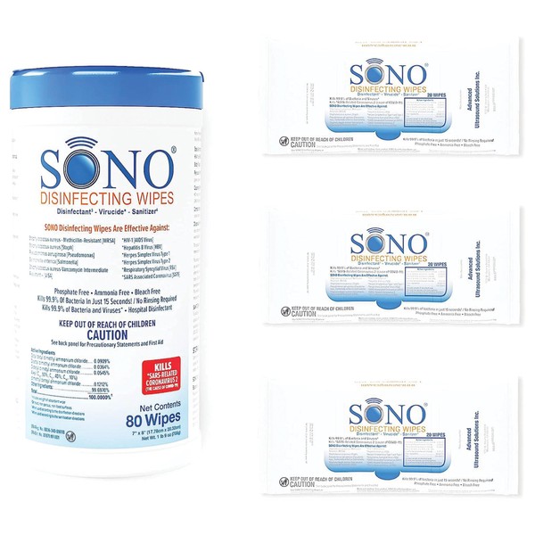 SONO Disinfecting Wipes - Disinfectant Wipes for High-Touch Surfaces - Medical-Grade, Alcohol-Free, No Bleach Multi-Surface Antibacterial Cleaning Wipes for School, Home, and Office