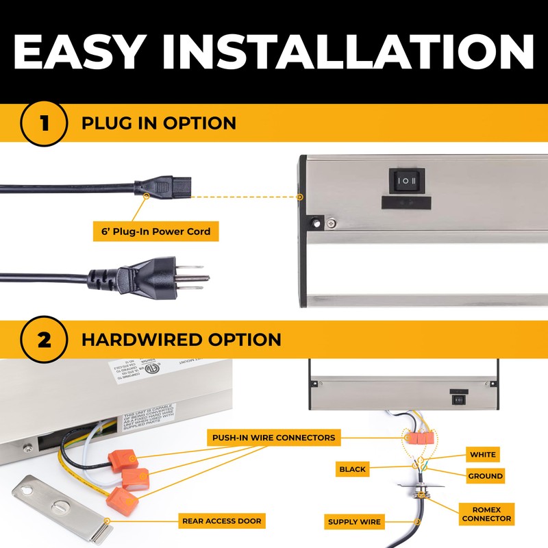 LED Under Cabinet Lighting Hardwired - 3CCT 9 Inch Satin
