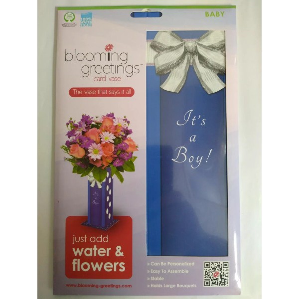 blooming greetings It's a Boy Blooming Greetings Card Vase the
