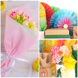 MIAHART 60 Sheets Pastel Colored Tissue Paper for Gift Wrapping Bags 8 Assorted Colors Tissue Paper Bulk Set for Art Craft Birthday Party Easter Festival 20x14 inch