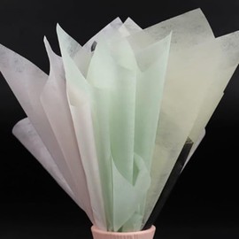 OUKEYI Papel de envolver flores de seda dibujado a mano, coreano, no tela, impermeable, para ramo de flores plisado, extraíble, papel de forro para arreglo de embalaje floristería, 120 hojas