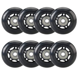 Yaegoo 8 PCS 64mm 80mm Inline Skate Wheels Skates Replacement Wheels with Bearings (Black, 80mm)