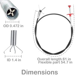 61 inch Drain Snake Grabber Claw Pickup Tool Drain Hair Remover Tool Sewer Cleaner Hook Long Grabber Drain Tool Home Sink And Toilet Drain Cleaner Tool