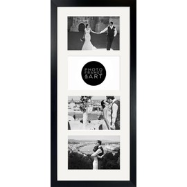 pf+a REAL GLASS Multi Aperture Picture Frame for x4 6x4 Photos - Oxford Black Multiple Photo Frame / 6x4 Black Multi Aperture Frame