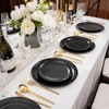 PULOTE 60 PCS Black Plastic Plates - Include 30 Dinner