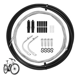 FunWorth Bicycle Brake Cable Kit, Stainless Steel, Bowden Cable Set for Front Wheel & Rear Wheel with Guide Tube, End Caps & S-Hooks, Universal for Mountain Bikes, E-Bikes, Road Bikes & City Bikes
