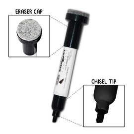 KleenSlate (12) Pack Large Black Dry Erase Markers with Eraser Cap, Chisel Point