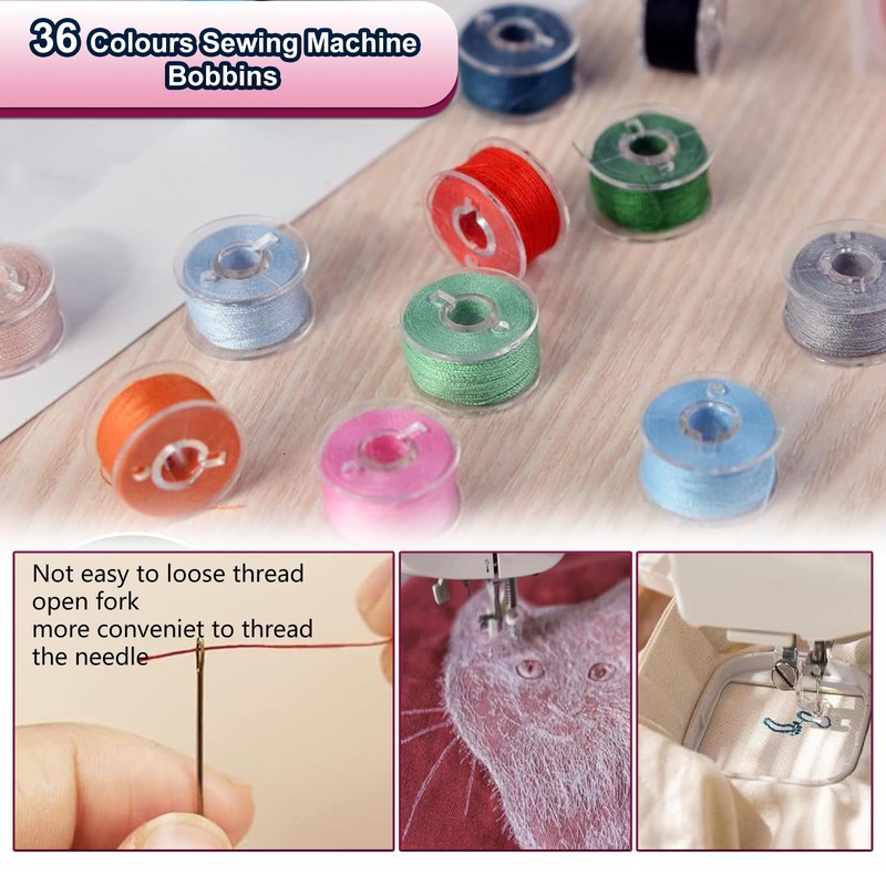 LZYDKH Bobbins Sewing Machine, 36 Pieces Lower Thread Spools Assorted