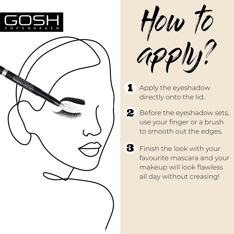 GOSH Mineral Waterproof Eye Shadow, Rotating Eyeshadow Pen with Creamy