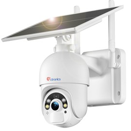 Ctronics 5MP Solar Security Camera Outdoor, 6W Fast-Charging Solar Panel, Sound & Light Alarm, PC & Phone Access, Full-Color Night Vision, PIR Human Detection, 128GB TF/Cloud/FTP Storage