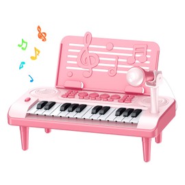 Toddler Piano Toys Gifts for Girl Age 1 2 3-5, Pink Baby Piano Music Toy, Kids Piano with 24 Keys, Microphone and Music Sheet Stand, Ideal Xmas Birthday Gifts for Girls 1 2 3 4 5 Years Old
