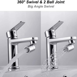 Techson 360-Degree Swivel Sink Faucet Aerator, High Pressure Dual Function Large Flow Aerator, Universal Splash Filter Faucet for Eye Flush Face Wash and Gargle