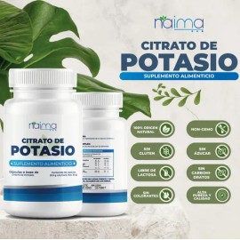 Citrato de Potasio Naíma 120 Cápsulas Suplemento Vegano Sin Gluten Naima                                                                              