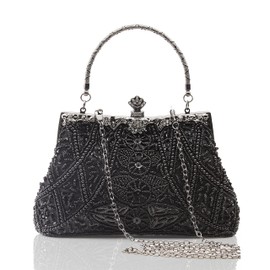 BABEYOND Women's 1920s Rhinestone Handbag Beige Evening Party Clutch Elegant Prom Handbags Wedding Bridal Accessories, black