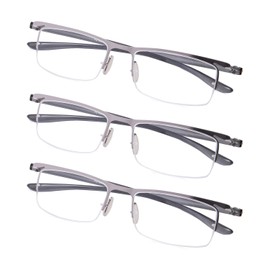 Gr8Sight 3-Pack Half-rim Reading Glasses Lightweight Design Readers Men Women Silver