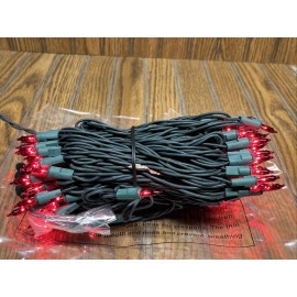 Holiday Bright 100 ct - Incandescent Commercial Mini Red Christmas Lights 49ft