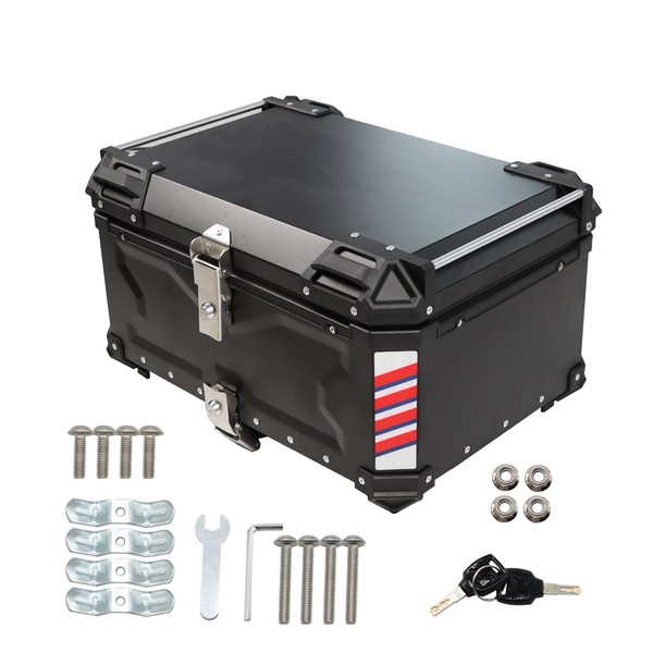 Yunnergo Black Silver Motorcycle Top Case 45L 65L Aluminum Motorcycle