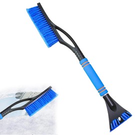 IUKUNNE Car Windscreen Scraper, Ice Scraper Car with Broom Car Windscreen Scraper with Brushes, 2-in-1 Snow Brush, Car Ice Scraper for Cars Car Accessories (Blue)