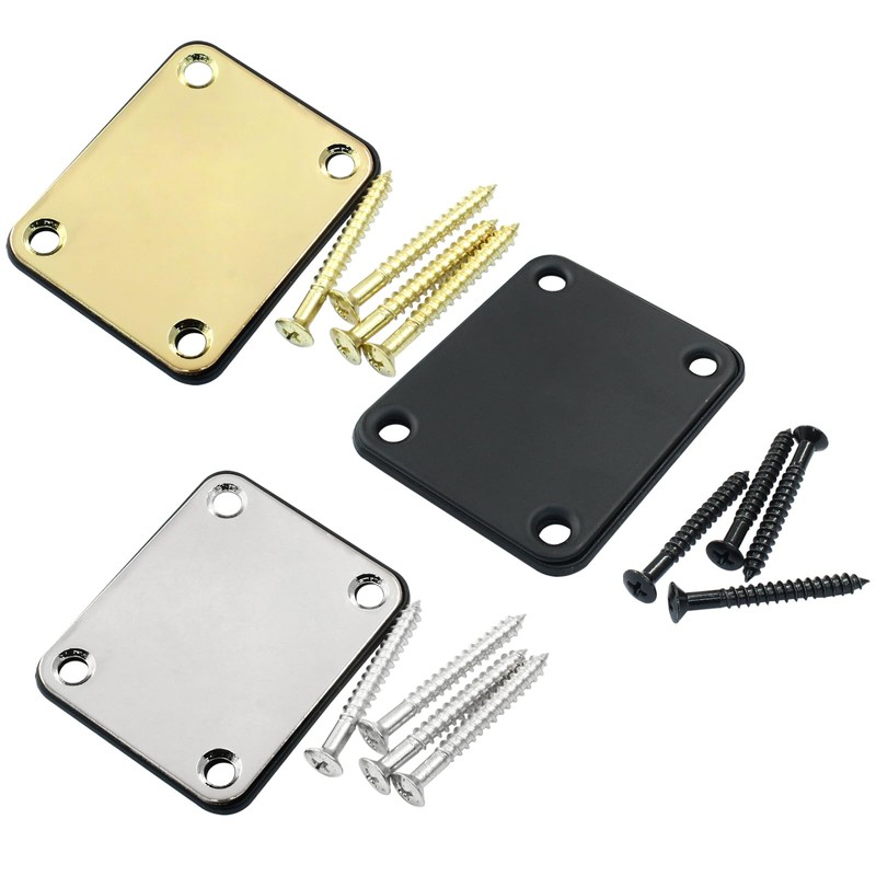 Hitefu Bass Guitar Neck Plate, 4 Holes Electric Guitar Neckplate