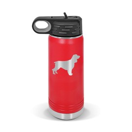 Field Spaniel Water Bottle 20 oz - Laser Engraved w/Flip Top Removable Straw - Polar Camel - Stainless - Vacuum Insulated - Drinkware - dog canine pet - Red