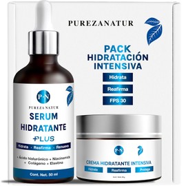PUREZA NATUR Pack Hidratante facial intensivo serum cido hialurnico facial hidratante PLUS  Crema de hidratacin intensiva  Paquete completo suero...  