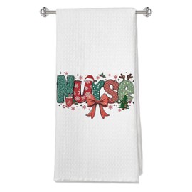 GTYNU Christmas Nurse Gifts Waffle Kitchen Towels Hand Towel 16x24,Christmas Nurse Dish Towels Gifts for Women,Christmas Nurse Bathroom Kitchen Decor Towels,Christmas Nursing Gifts for New Nurses