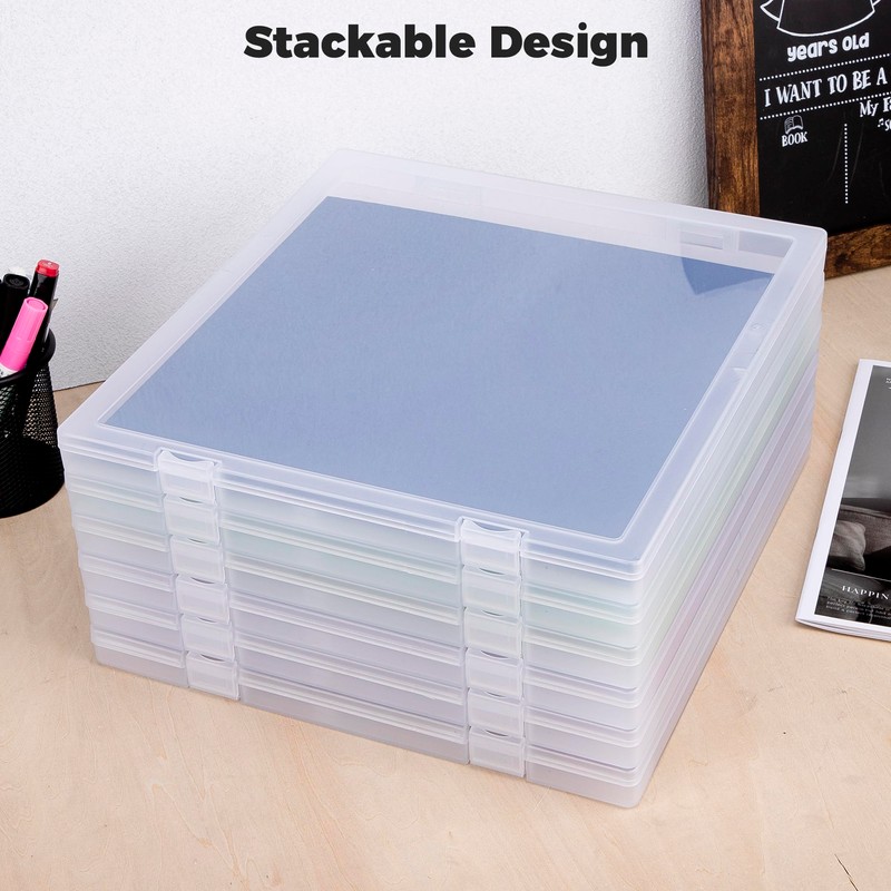 Scrapbook Paper Storage, 6 Pack Stackable Plastic File Storage Box