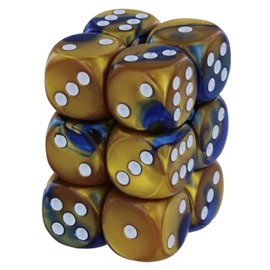 DND Dice Set-Chessex D&D Dice-16mm Gemini Blue, Gold, and White Plastic Polyhedral Dice Set-Dungeons and Dragons Dice Includes 12 Dice – D6, (CHX26622)