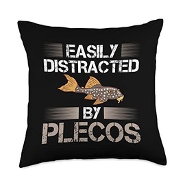 Plecostomus Pleco Fish Aquarium Food Tank Zebra Cave Throw Pillow, 18x18, Multicolor