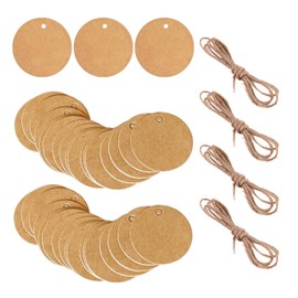 200 Pieces of Kraft Paper Labels and 4 Pieces of Twine, Round Labels, Gift Tags, Baking Labels, Craft Labels, Clothing Labels