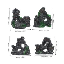 GRIRIW 4Pcs Aquarium Resin Decoration Realistic Fish Tank Hideout Rockery Landscape for Fish Resistant Ornament Enhances Home Decor