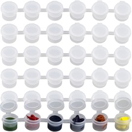 24 Strips Empty Paint Pots Strips 144 Pots 2ml/ 0.07 oz Mini Paint Cup Pots with Lids Small Acrylic Paint Storage Containers Arts Crafts Supplies for Classrooms School Festival